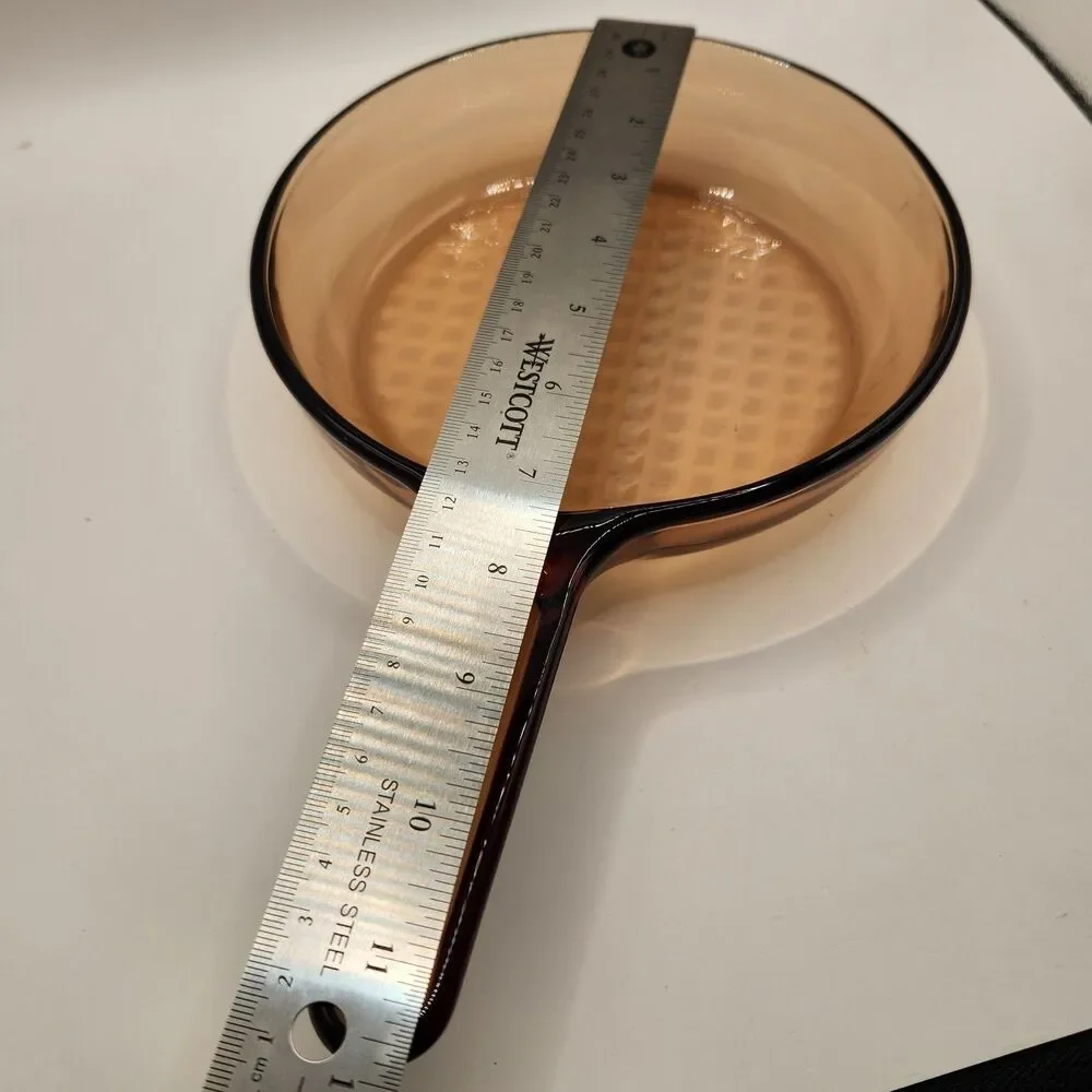 Corning Ware Visions 7 Inch Waffle Bottom Frying Pan Skillet Amber EUC